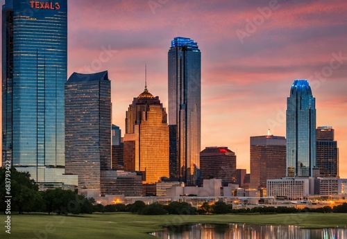 Skyline Serendipity  Texas  Dallas Skyline Reflections at Twilight.