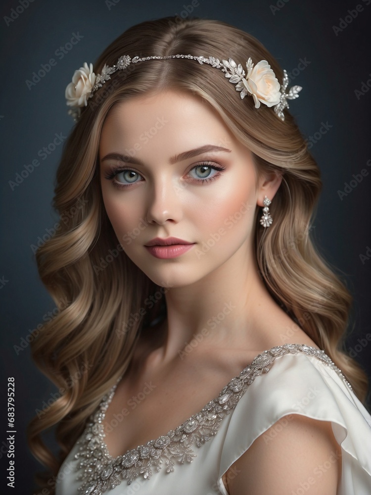 Capturing elegance in a portrait of a beautiful white girl. Generative AI