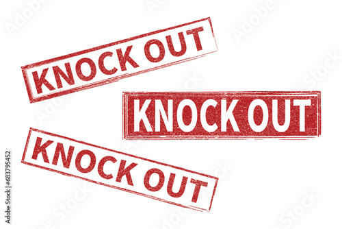 KNOCK OUT red grunge square stamp vector illustration.