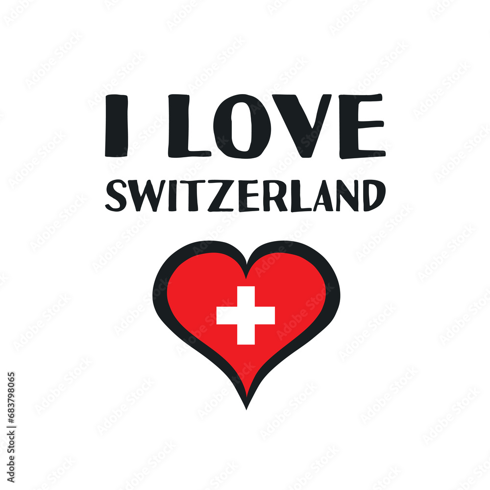 I love Switzerland - t-shirt design, print, sticker, vector I love Switzerland - t-shirt design, print, sticker, vector