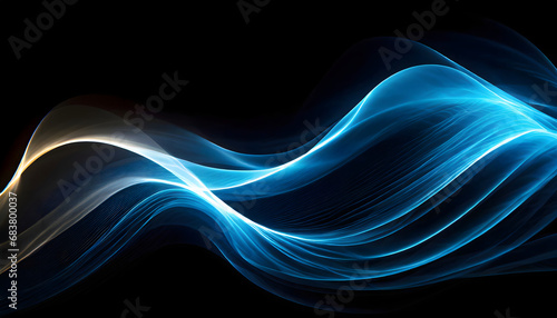 Blue wave flame on black background abstract wallpaper