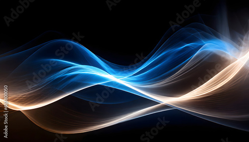 Blue wave flame on black background abstract wallpaper