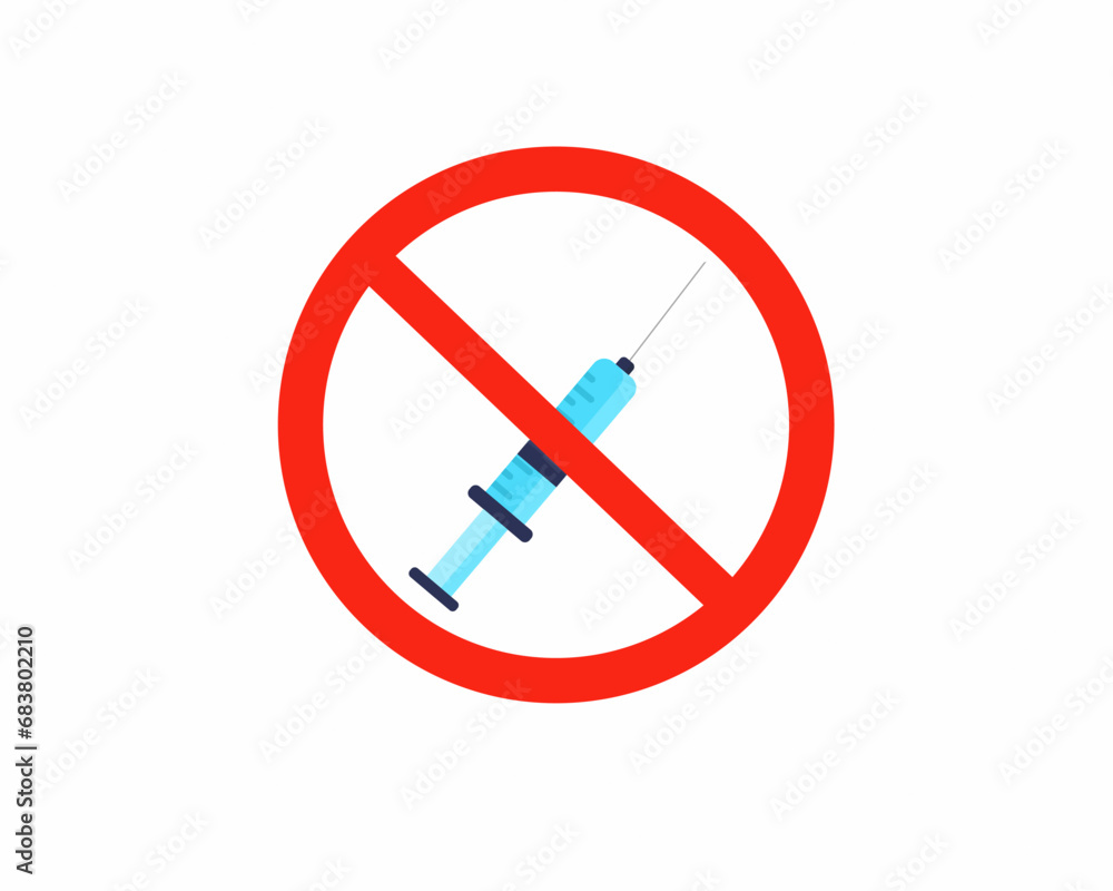 Prohibited syringe icon No vaccination sign Prohibited syringe icon No vaccination sign