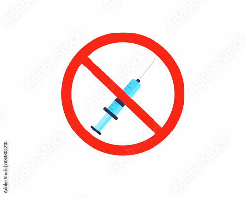 Prohibited syringe icon No vaccination sign