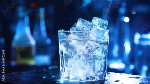 White cocktail with ice at the bar