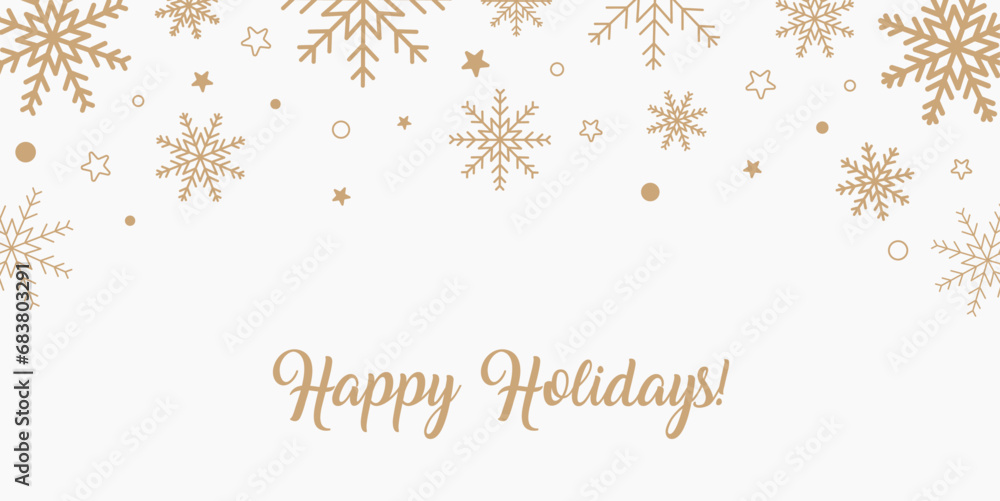 Fototapeta premium Christmas holiday background made of snowflakes in vector. Flat style.