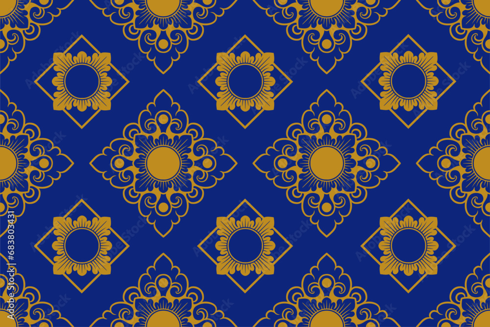 Balinese ornament fabric pattern - royal vector decoration - motif mas-masan 14