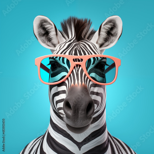 zebra isolated on solid pastel background