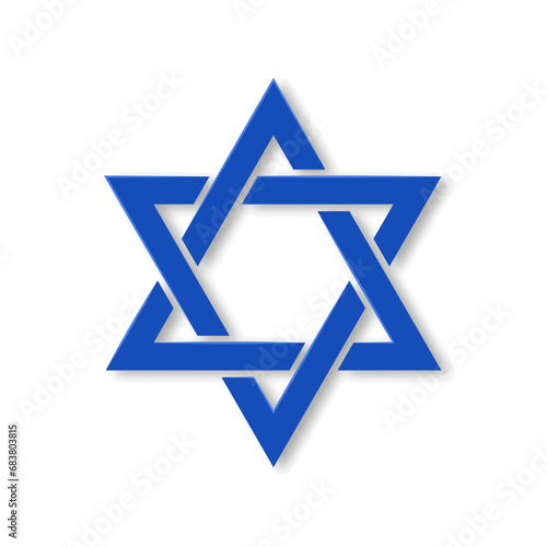 Star of David vector symbol paper cut style with shadow