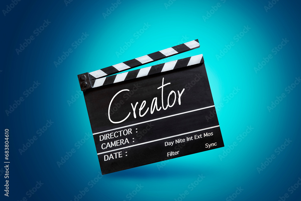 Naklejka premium handwriting on film slate, for the film industry, and content creators.