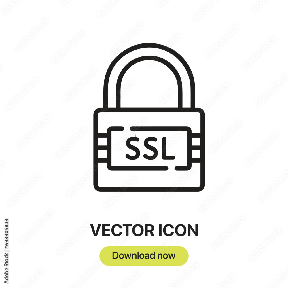 SSL icon vector. Linear-style sign for mobile concept and web design. SSL symbol illustration. Pixel vector graphics - Vector.
SSL icon vector. Linear-style sign for mobile concept and web design. SSL symbol illustration. Pixel vector graphics - Vector.
