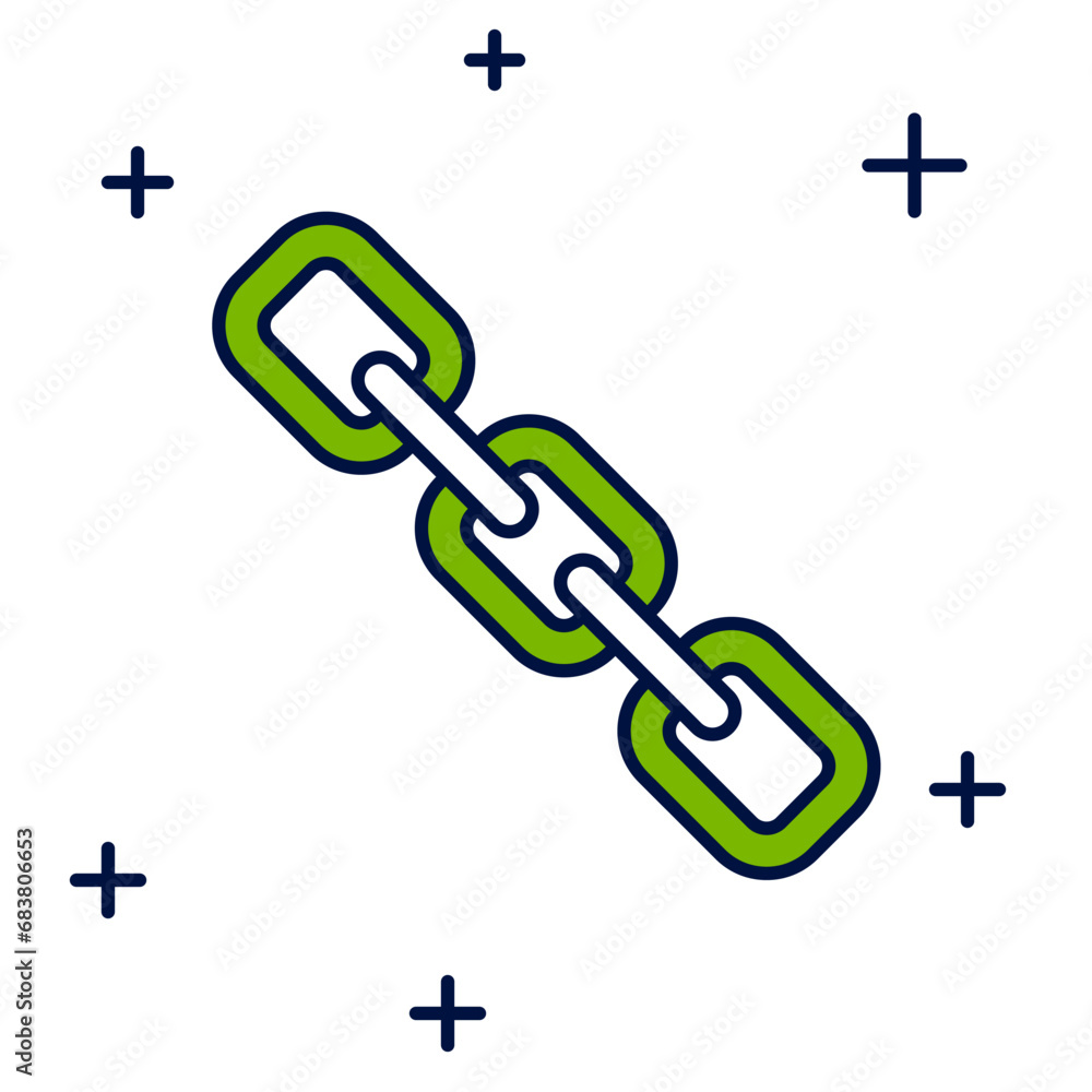 Filled outline Chain link icon isolated on white background. Link single. Hyperlink chain symbol. Vector Filled outline Chain link icon isolated on white background. Link single. Hyperlink chain symbol. Vector