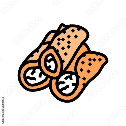 cannoli pastry italian cuisine color icon vector. cannoli pastry italian cuisine sign. isolated symbol illustration