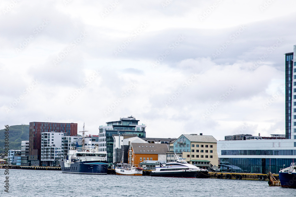 Part of Bodø city by the sea, Norway