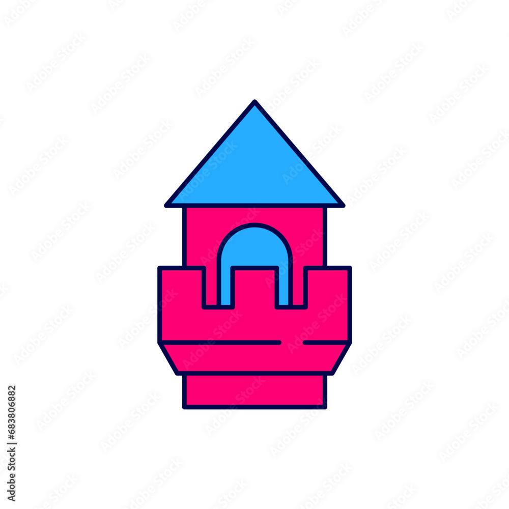 Filled outline Castle tower icon isolated on white background. Fortress sign. Vector