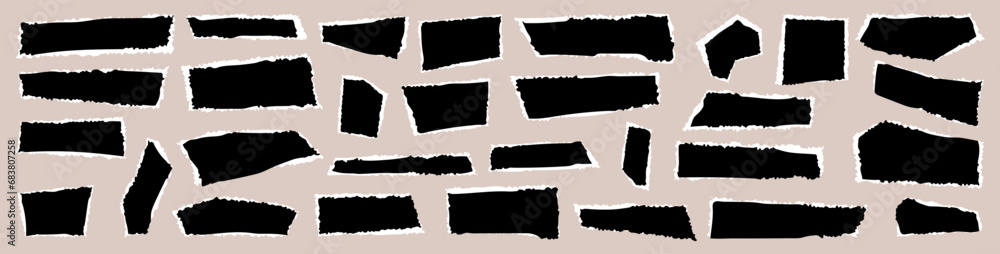 Torn paper vector set. Sheets of ripped jagged paper for collage. Scrapbook, notebook page grunge illustration. Punk style design tear strip collection. Torn edge newspaper template. Grungy rip sheets Torn paper vector set. Sheets of ripped jagged paper for collage. Scrapbook, notebook page grunge illustration. Punk style design tear strip collection. Torn edge newspaper template. Grungy rip sheets