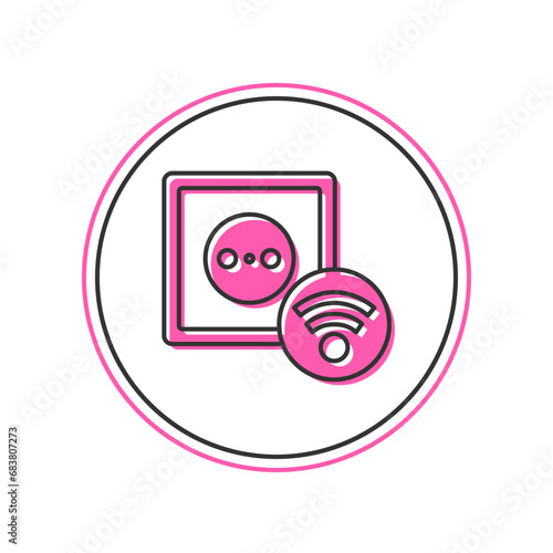 Filled outline Smart electrical outlet system icon isolated on white background. Power socket. Internet of things concept with wireless connection. Vector