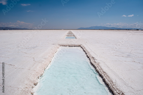 Vistas de las Salinas Grandes de Jujuy y sus piletas de extracción de sal	 photo