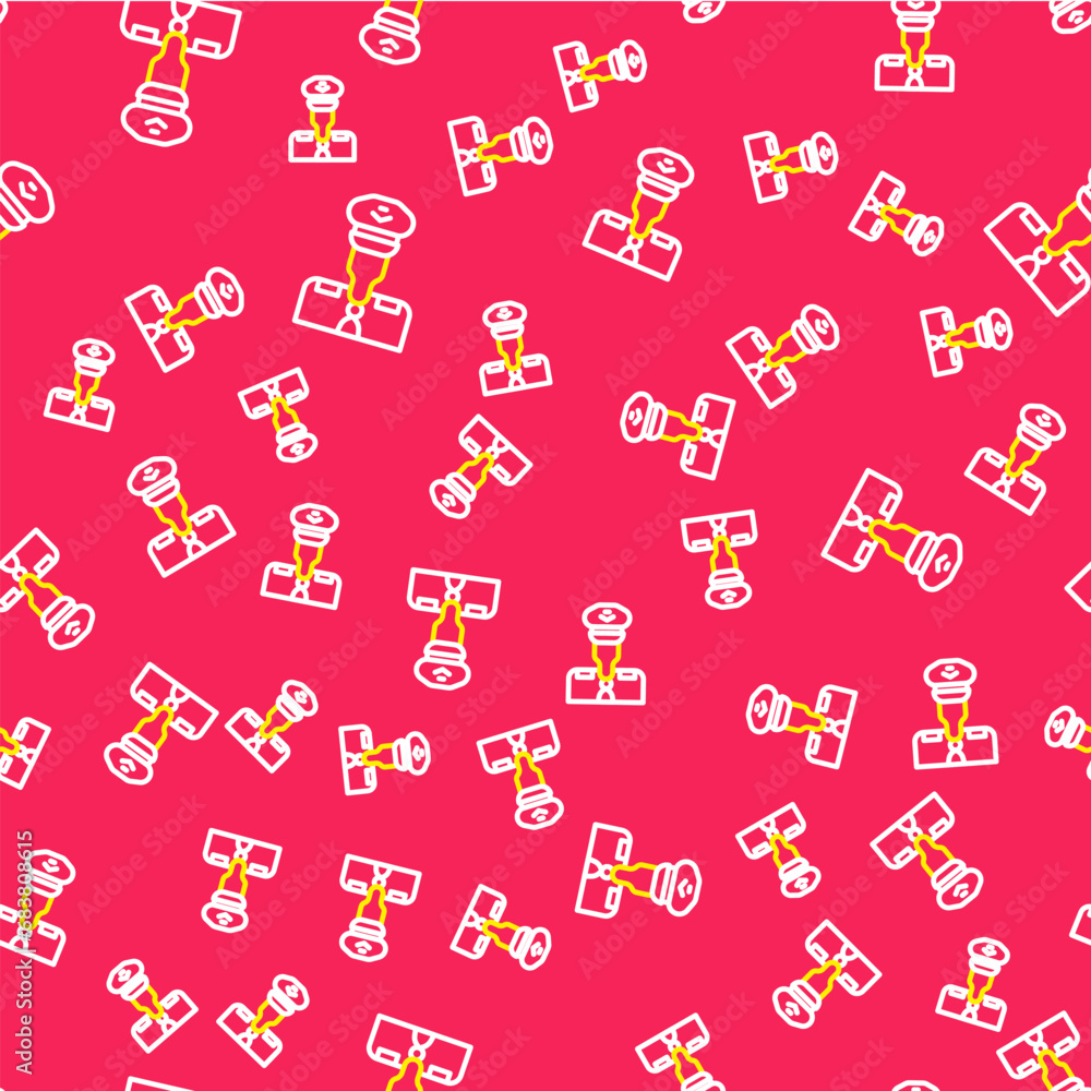 Line Pilot icon isolated seamless pattern on red background. Vector