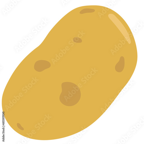 Round yellow brown potato root vegetable illustration on white background, isolated, no background