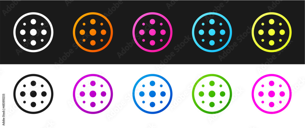Set Sewing button for clothes icon isolated on black and white background. Clothing button. Vector Set Sewing button for clothes icon isolated on black and white background. Clothing button. Vector