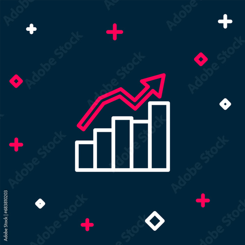 Line Financial growth increase icon isolated on blue background. Increasing revenue. Colorful outline concept. Vector
