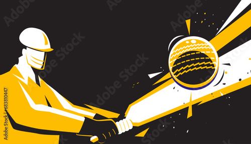 Batsman playing cricket on abstract background. The sports competitions.