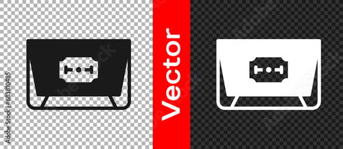 Black Blade razor icon isolated on transparent background. Vector