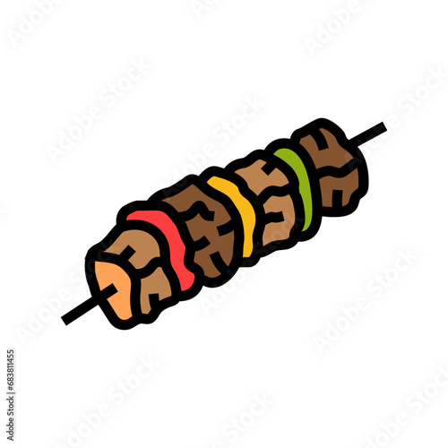 kebab skewer turkish cuisine color icon vector. kebab skewer turkish cuisine sign. isolated symbol illustration