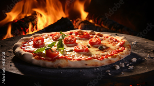 Traditional italian pizza with cheese and tomato