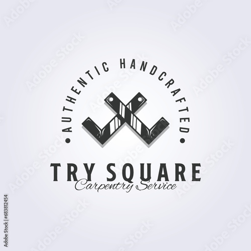 crossing try square for carpenter logo vector illustration design