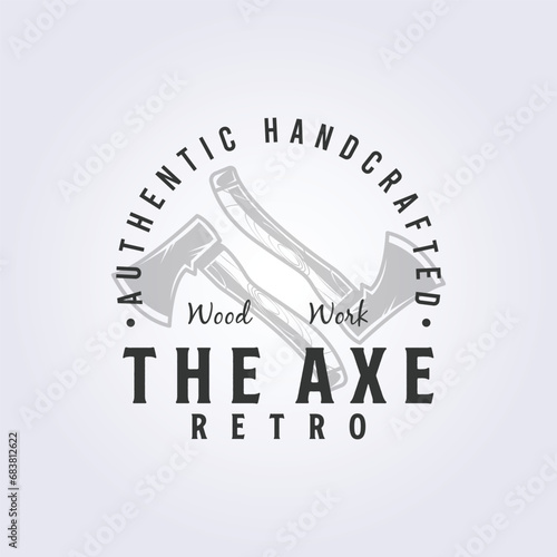 ax or hatchet tool for logo vector illustration design, carpentry