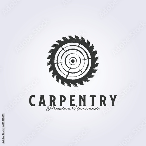 abstract log wood and fast saw logo vector illustration design
