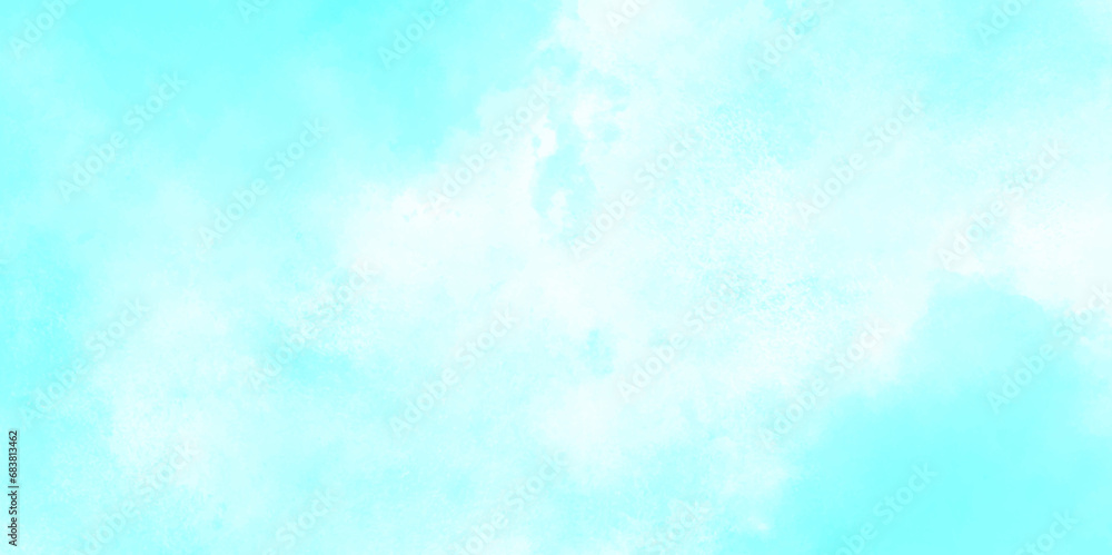 Aquarelle paint paper Light sky blue shades watercolor background.  Abstract watercolor background with blue in the sky clouds. Blue sky with clouds creating a miraculous abstract shape