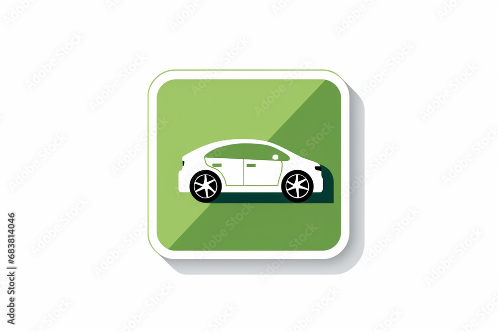 Transportation vector icon design of eco hybrid electric car vehicle on green frame background. Generative AI.