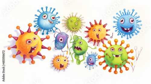 Various funny colorful viruses