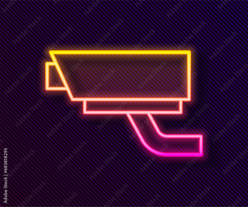 Glowing neon line Security camera icon isolated on black background. Vector Glowing neon line Security camera icon isolated on black background. Vector