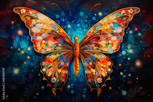 Image of butterfly with many colors on it's wings.