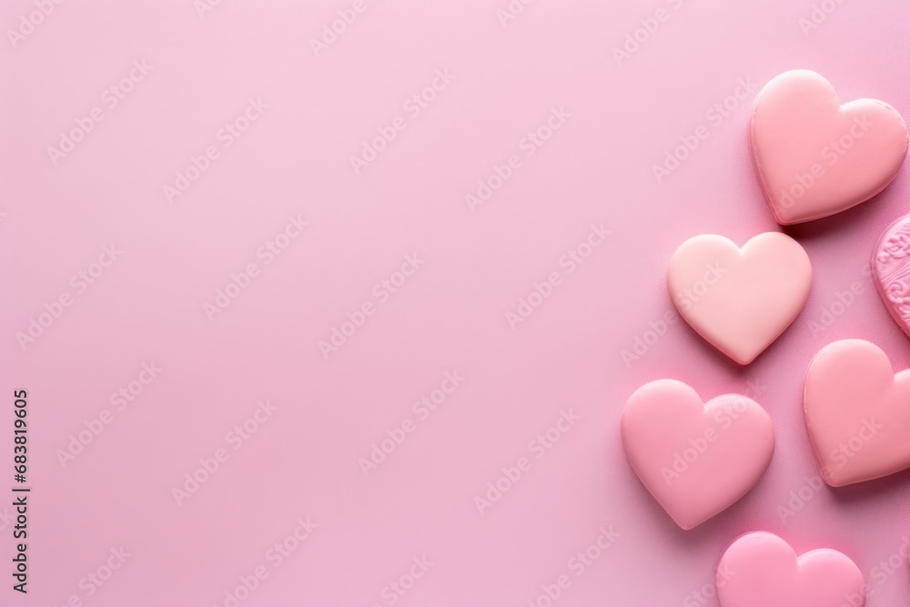 cookies in the form of a heart on a pink background. places for text. valentine's day