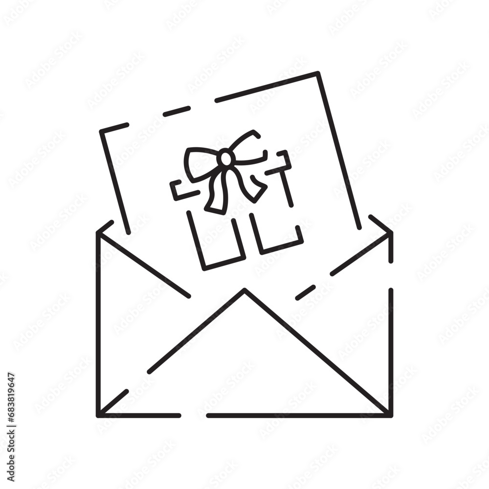 Christmas letter line icon. Greeting card. New Year celebration. Festive moments and festive decorations. Christmas and New Year holidays concept. Isolated vector Christmas letter line icon. Greeting card. New Year celebration. Festive moments and festive decorations. Christmas and New Year holidays concept. Isolated vector
