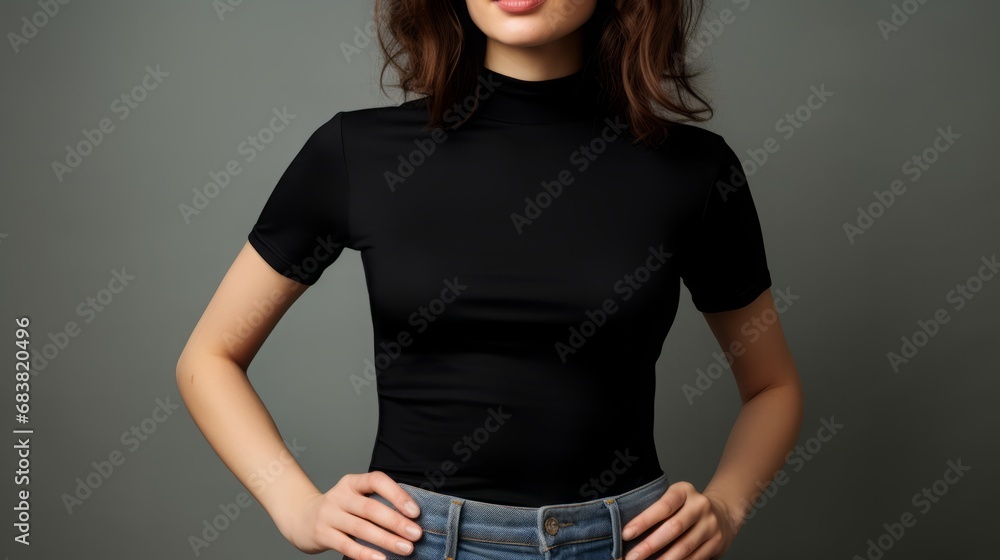 womens mock turtleneck short-sleeved top, copy space, no watermark, womens mock turtleneck short-sleeved top, copy space, no watermark,