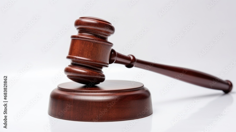 gavel prepared for use sitting on white background, copy space. gavel prepared for use sitting on white background, copy space.