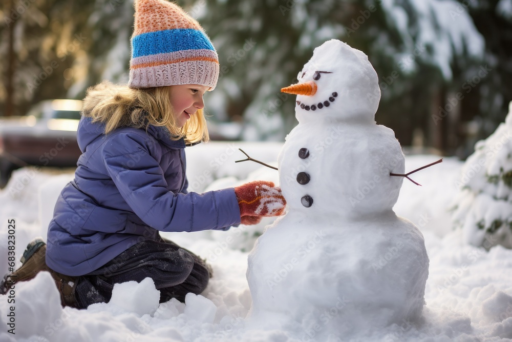 Snowman Building Activity in Christmas Winter Wonderland