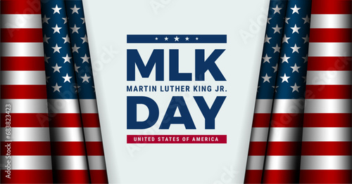 MLK Day greeting card design - MLK Day lettering with the US flags - vector illustration