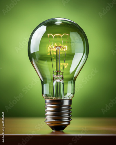 light bulb In green background. traditional energy source lifestyle, idea concept. copy space.