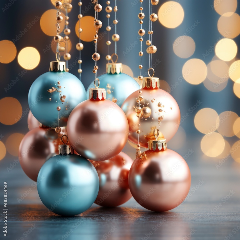 Bright and rainbow palettes for the new year. Christmas holiday concept. beautiful blue and pink New Year decorations on blurred background. square Bright and rainbow palettes for the new year. Christmas holiday concept. beautiful blue and pink New Year decorations on blurred background. square