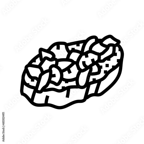 bruschetta appetizer italian cuisine line icon vector. bruschetta appetizer italian cuisine sign. isolated contour symbol black illustration