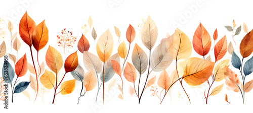 Watercolor hand drawing autumn leaves elements for post, card, invitations isolated on white background