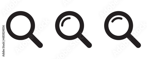 Magnifying glass icon, vector magnifier or loupe sign. Search icon.