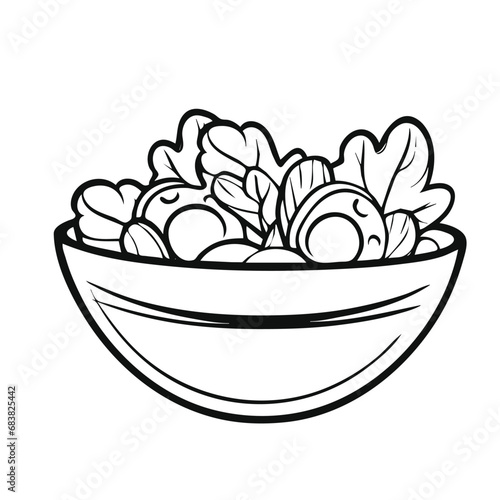 Vegetables in bowl outline style vector 